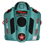 Front view of Tomcat Tube in teal with black pads, red accents, and star logo design.