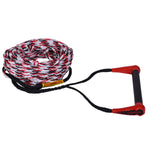 Side angle view of Sport Package with 5 section mainline with a red and black handle and white, red, and black rope.