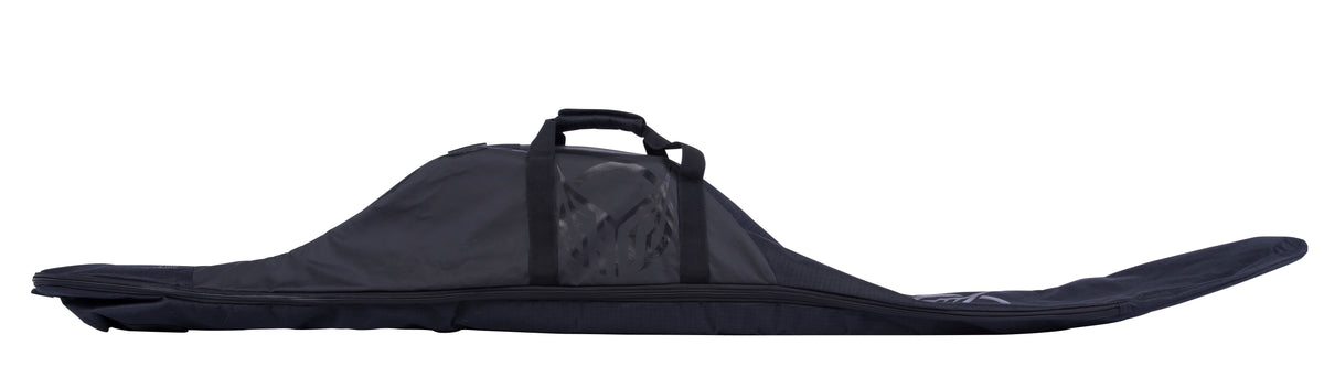 Side view of the Universal Slalom Bag in black, padded ski bag with carry handles and shoulder strap.