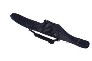 Angled view of the Universal Slalom Bag in black, padded ski bag with carry handles and shoulder strap.