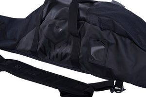 Angled view of the Hovercraft Bag showing the tonal HO logo, ID window pocket and carry handles.