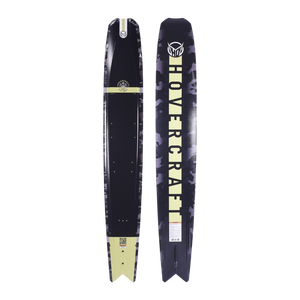 Top and base views of the Hovercraft - Fluro Camo ski, showing its wide-body shape and rugged camouflage graphics.