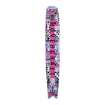 Base view of the Hovercraft - Tribal Pink ski with a mostly black surface, a textured midsection, and a bright pink tail.