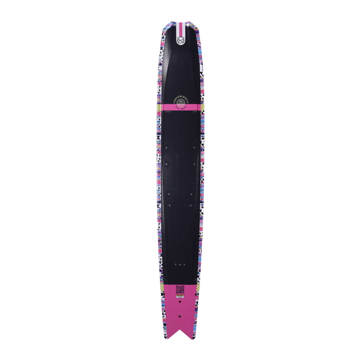 Top view of the Hovercraft - Tribal Pink ski with a bright geometric design in pink and black.