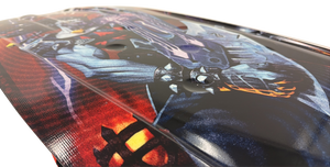 Close-up of the Joker kneeboard's underside graphic showing the joker character and spiked guitar.