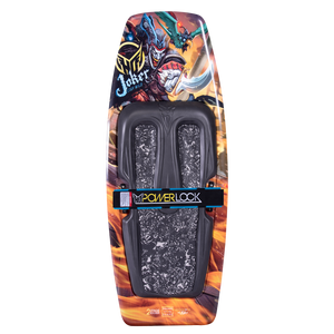 Top view of the Joker kneeboard with a bold pirate clown graphic, PowerLock strap, and cushioned knee pad.