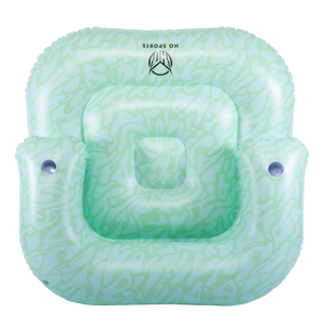 Top view of the inflatable Lay-Z Lounge float in light green with an abstract pattern and a built-in backrest.