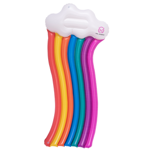 Top view of Rainbow Float showing a curved rainbow design with red, yellow, blue, green, and purple sections.