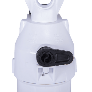 Close-up of the Dual-Action Hand Pump's single/double-action selector lever below the inlet port.