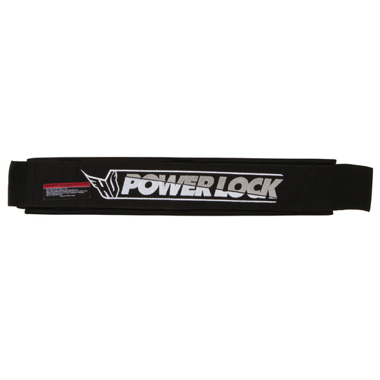 Front view of the Powerlock Strap, black kneeboard strap with the HO logo and white Power Lock wordmark.