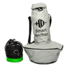 Front view of the HO Smart Anchor, a gray portable anchor bag with black straps, a mesh storage pouch, and green base.