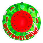 Top view of the Watermelon tube, featuring a red interior, black seed pattern, and green sides with bold "Watermelon" text.