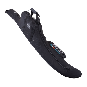Angled view of Syndicate Neo Bag with Fin Protector 63-66 showing a black padded ski bag with handles and a zipper.
