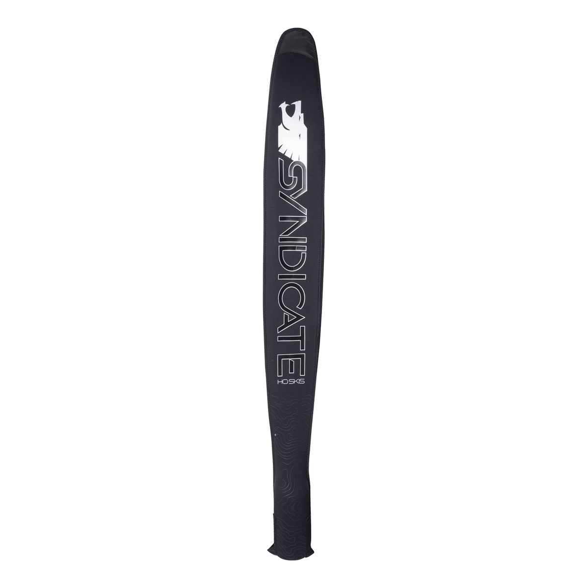 Bottom view of the Syndicate Neo Sleeve with Fin Protector, showing its black neoprene cover with a Syndicate logo.