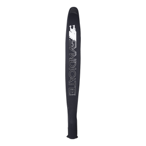 Bottom view of the Syndicate Neo Sleeve with Fin Protector, showing its black neoprene cover with a Syndicate logo.