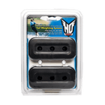 Front view of the Tail Weighting System in clear packaging with two black weights and an HO Skis logo.