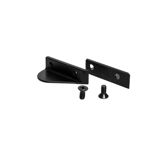 Top view of the Black Oxide Wing Set, two black angled fin wings with two mounting screws.