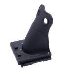 Side view of the black Horseshoe Heel Rubber - Adult with a flexible rubber structure and mounting base.