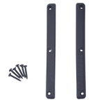 Horseshoe Heel Rubber - Adult mounting hardware, including two black mounting strips and six screws.