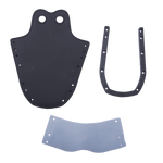Top view of Horseshoe Toe Rubber - Adult with black rubber toe piece, U-shaped support, and silver plate.