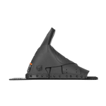 Side view of the black Venom Rear waterski binding with a sleek, molded design and adjustable heel support.