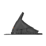 Side view of the black Venom Rear waterski binding with a sleek, molded design and adjustable heel support.