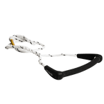 Black Limited Handle ARC waterski handle with an ergonomic arc design and a white mainline rope featuring black accents.