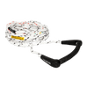 White LTD rope with a curved black ARC handle, featuring black end caps and multi-colored weave accents.