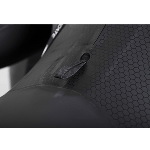 Close-up of the Syndicate LS Spring Suit's hex-textured back panel and black webbing pull loop.