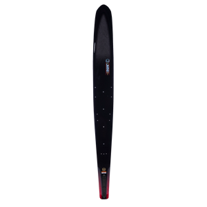 Black and red Carbon Omni 2023 Wide Edition waterski, featuring a bold "HO SKIS" logo in red with gold accents.