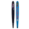 Top-down view of the Future Omni Monster 2023 water ski displaying the black deck and bold monster illustration.